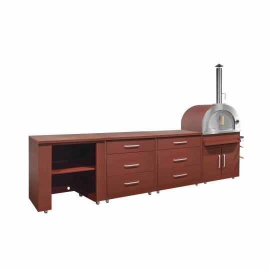 Outdoor-Küche aus Metall mit Pizzaofen und Stauraum – 4 Module | Oviala