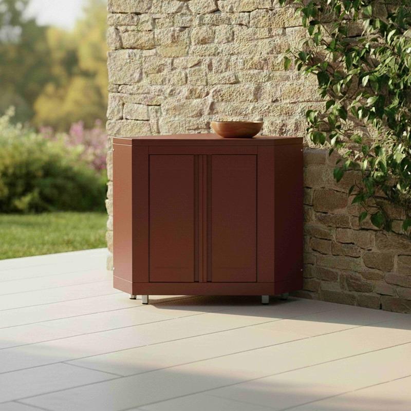 Outdoor-Küche aus Metall in Eckform mit Outdoor-Spüle, Grill und Stauraum – 4 Module (4/7)