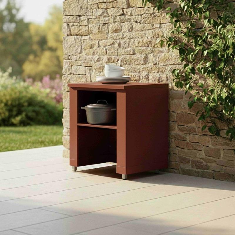 Outdoor-Küche aus Metall in Eckform mit Outdoor-Spüle, Grill und Stauraum – 5 Module (2/8)