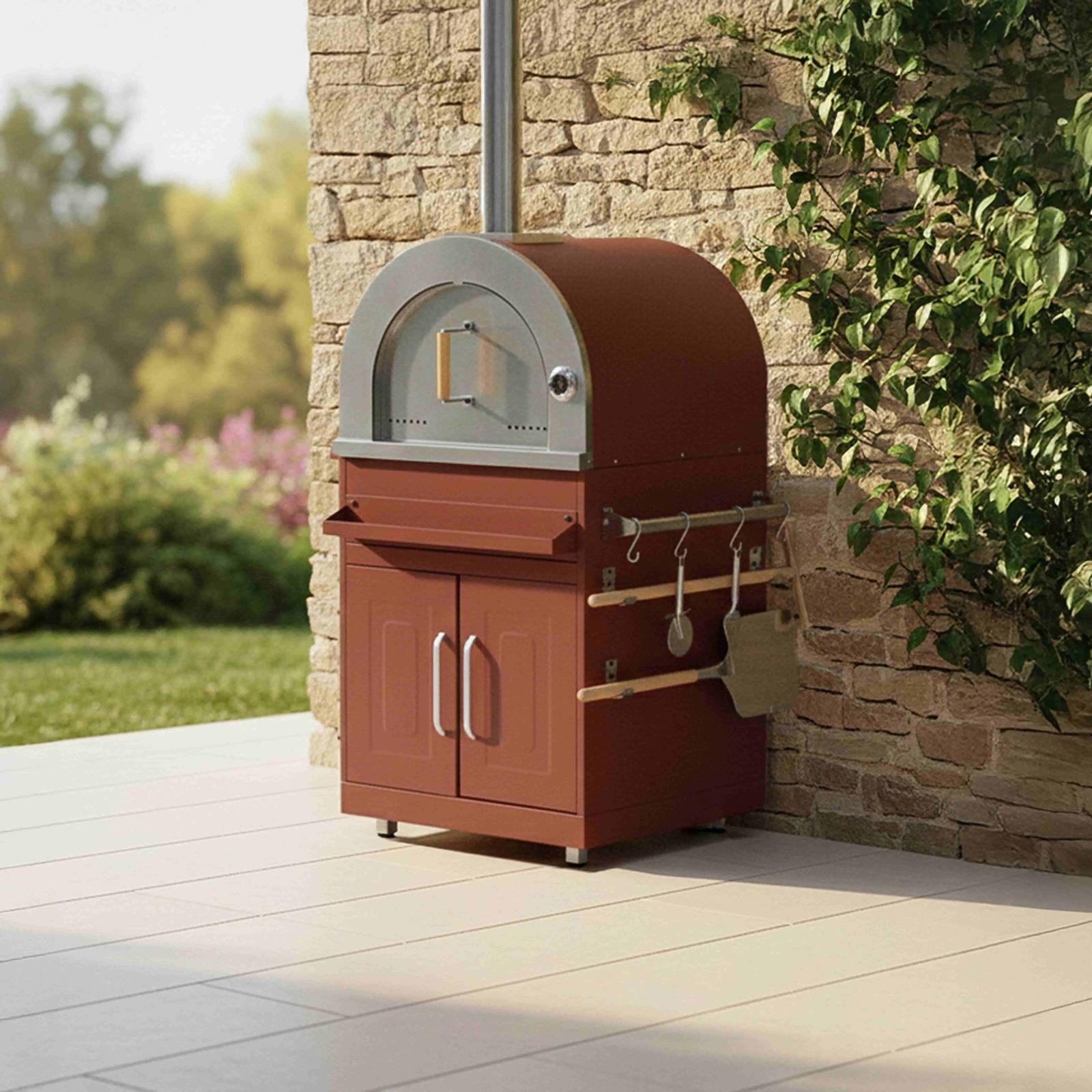 Outdoor-Küche aus Metall mit Pizzaofen, Grill und Stauraum – 5 Module