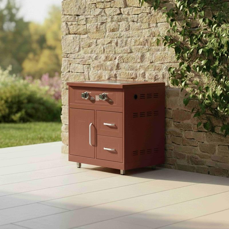 Outdoor-Küche aus Metall mit Outdoor-Spüle, Pizzaofen, Gasherd, Grill und Stauraum – 6 Module (3/7)