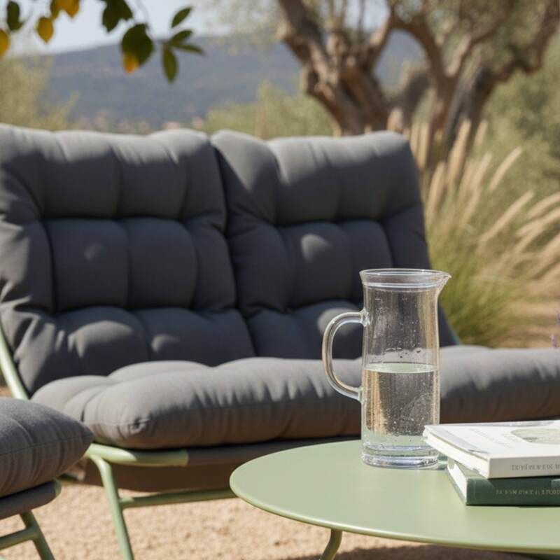 4-Sitzer-Gartenmöbel aus Metall mit 1 Sofa, 2 Sesseln und Couchtisch (4/9)