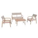 Gartenlounge Set aus Metall und Textilen für 4 Sitzen mit 1 Sofa, 2 Sesseln und Couchtisch