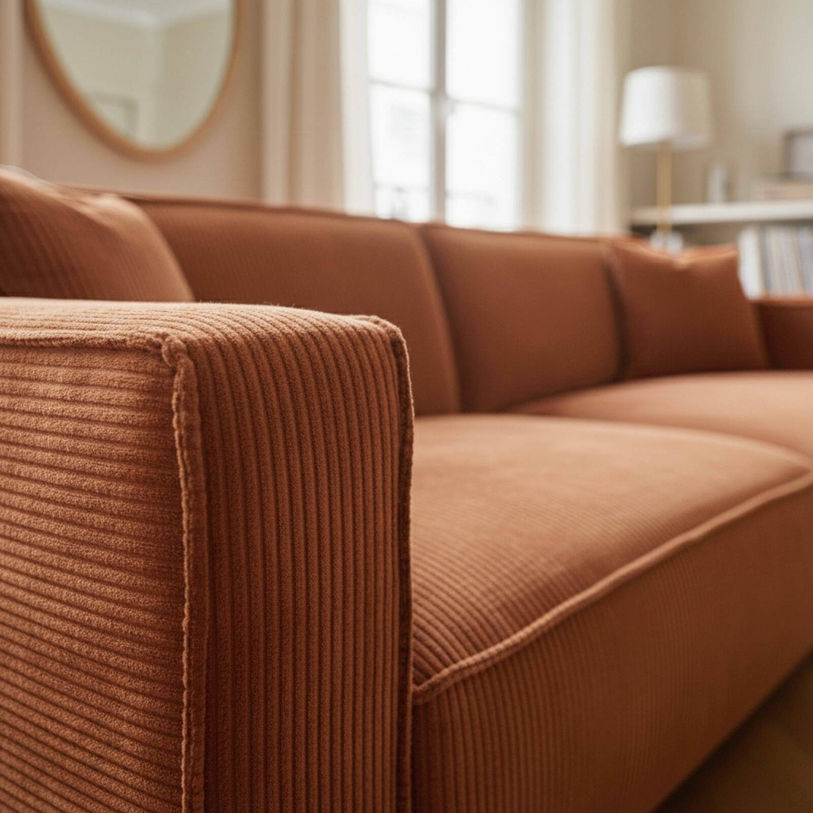 Sofa 3-Sitzer aus Cord mit Kissen