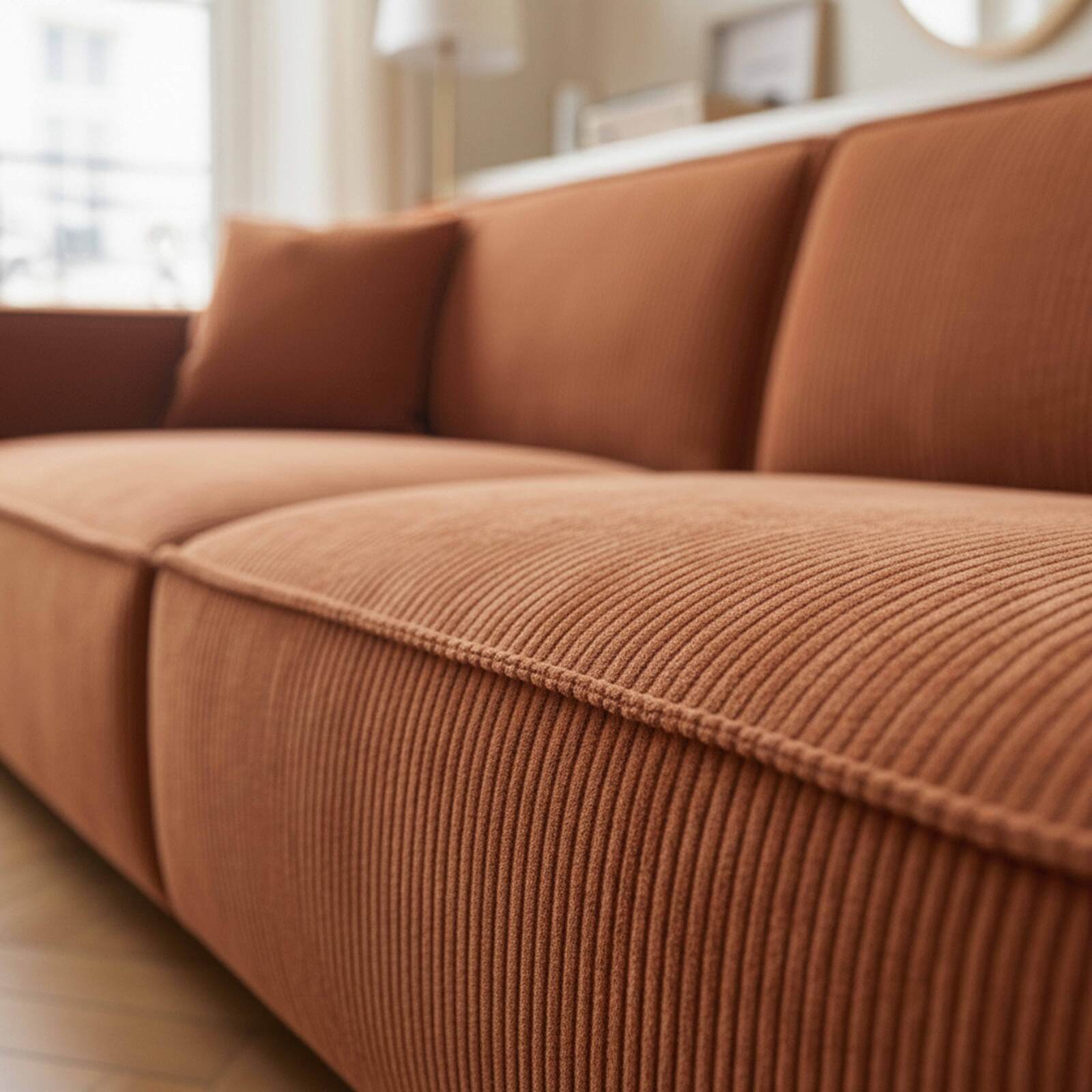 Sofa 3-Sitzer aus Cord mit Kissen