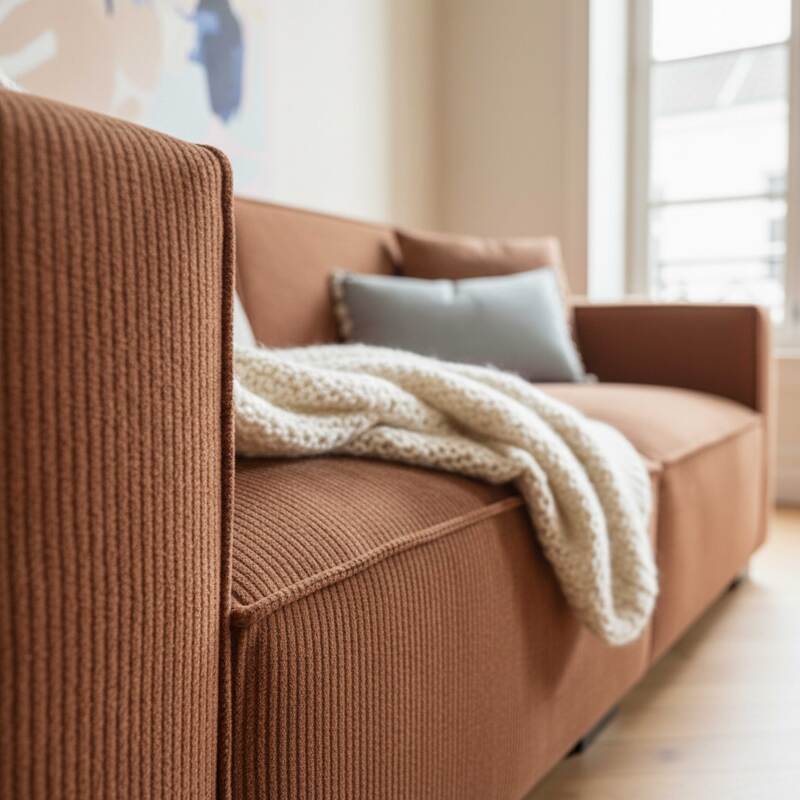 Sofa 2-Sitzer aus Cord mit Kissen (4/8)