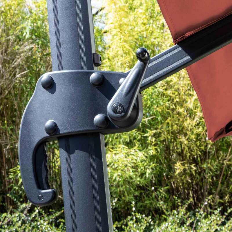 Ampelschirm 3x3 m quadratisch neigbar 360° drehbar und 4 beschwerte Platten (5/6)