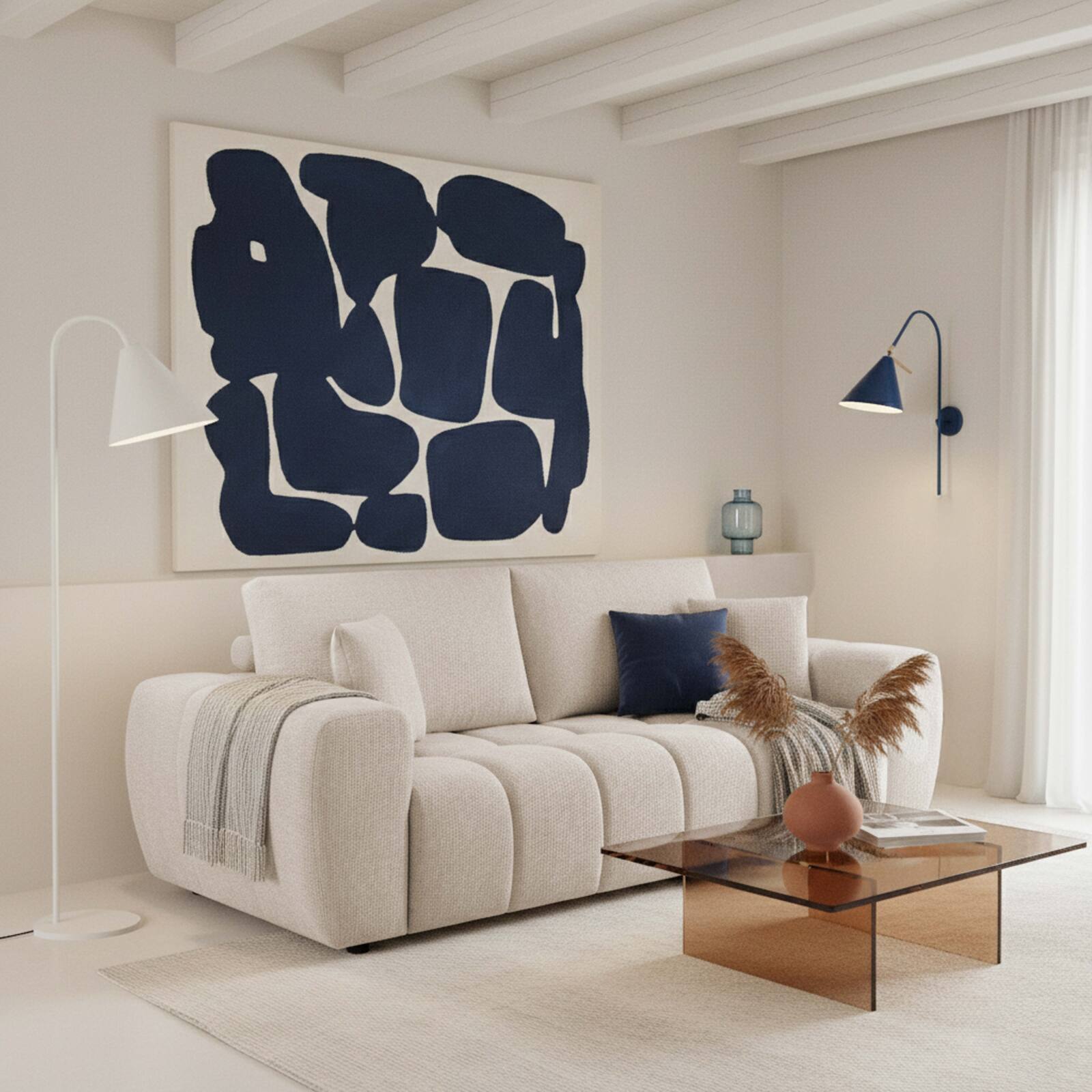 Sofa 3-Sitzer aus Stoff mit Kissen