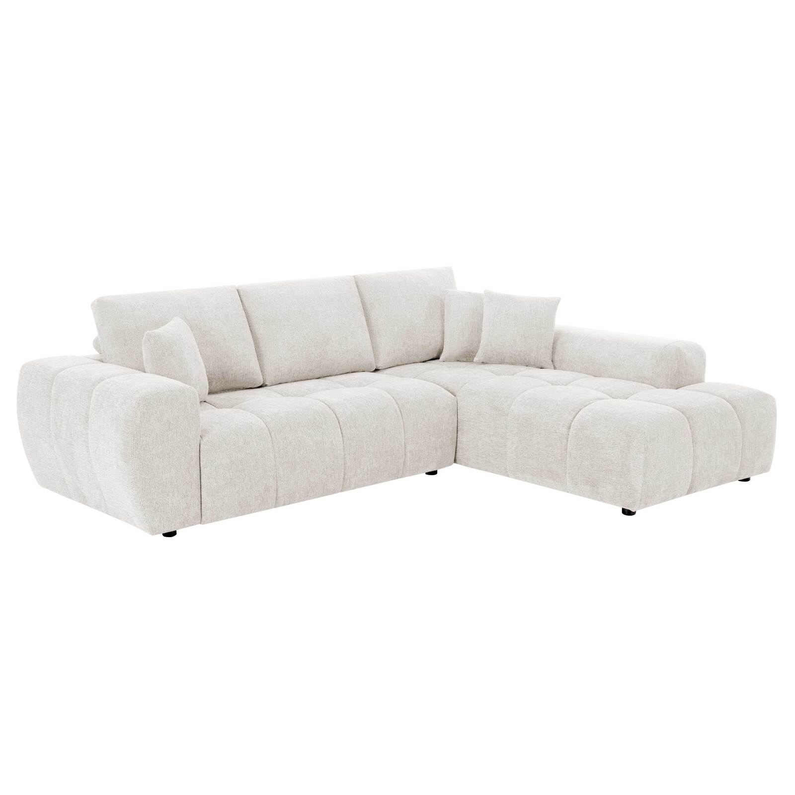 Ecksofa 3-Sitzer aus Stoff mit Chaiselongue rechts und Kissen