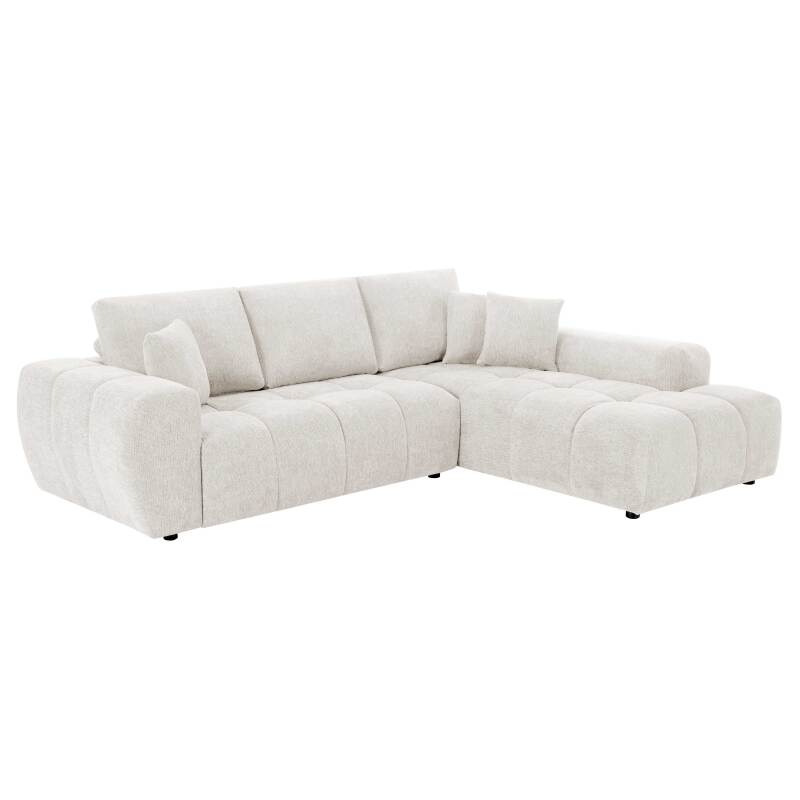Ecksofa 3-Sitzer aus Stoff mit Chaiselongue rechts und Kissen