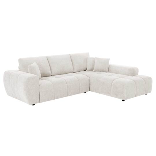 Ecksofa 3-Sitzer aus Stoff mit Chaiselongue rechts und Kissen