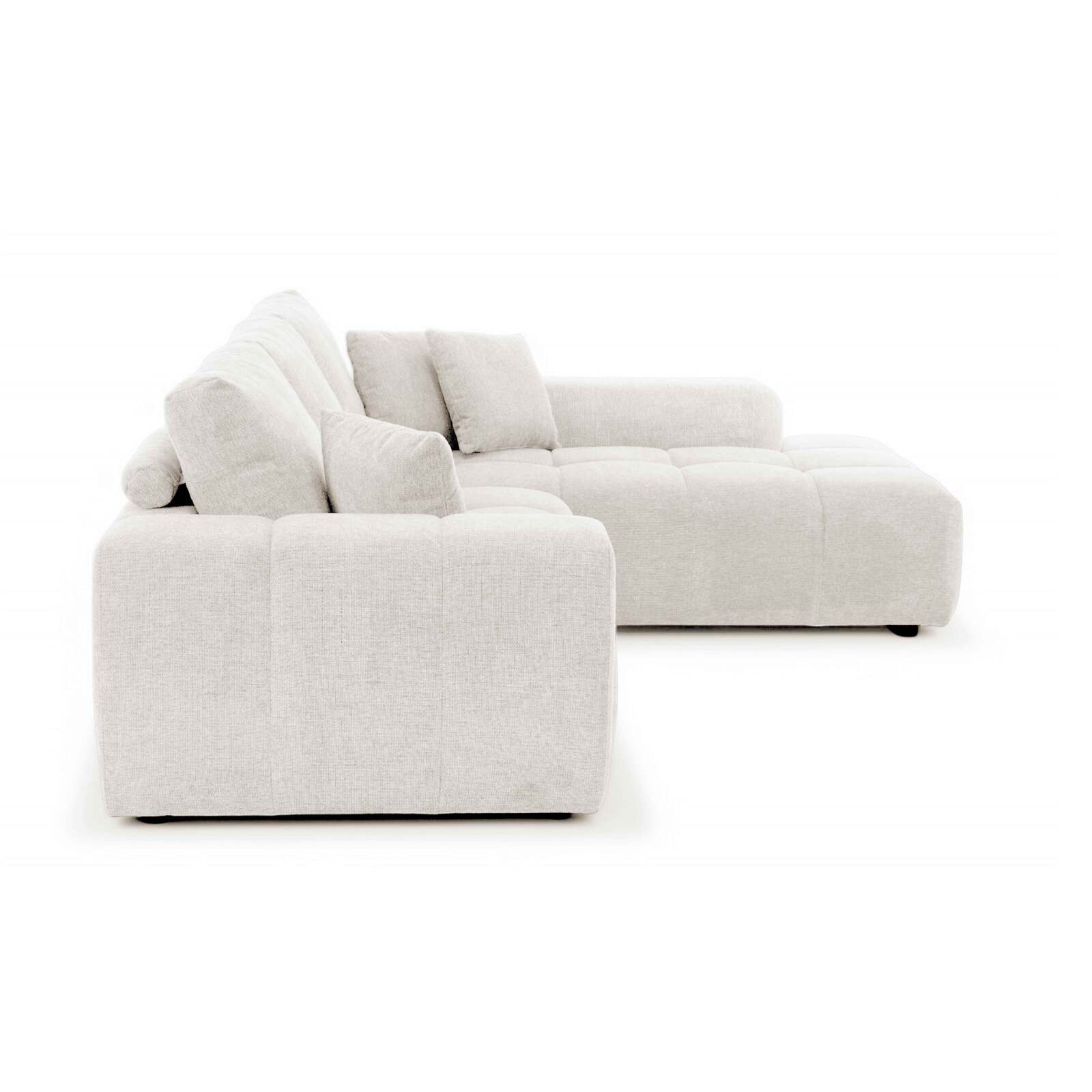 Ecksofa 3-Sitzer aus Stoff mit Chaiselongue rechts und Kissen