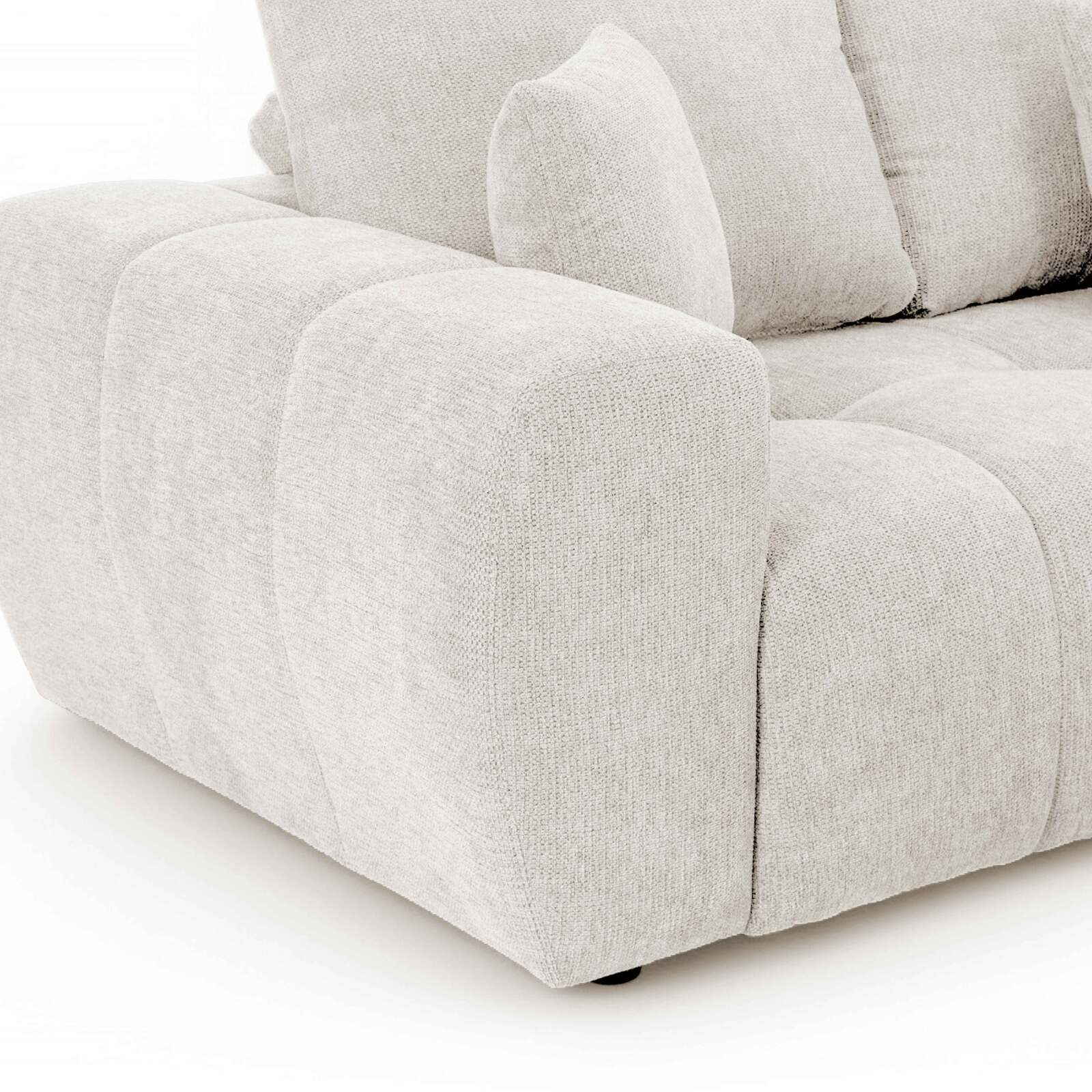 Ecksofa 3-Sitzer aus Stoff mit Chaiselongue rechts und Kissen