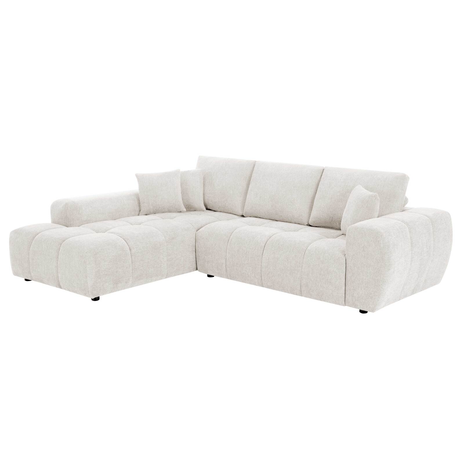 Ecksofa 3-Sitzer aus Stoff mit Chaiselongue links und Kissen