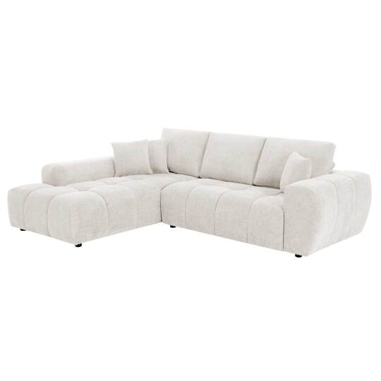 Ecksofa 3-Sitzer aus Stoff mit Chaiselongue links und Kissen | Oviala