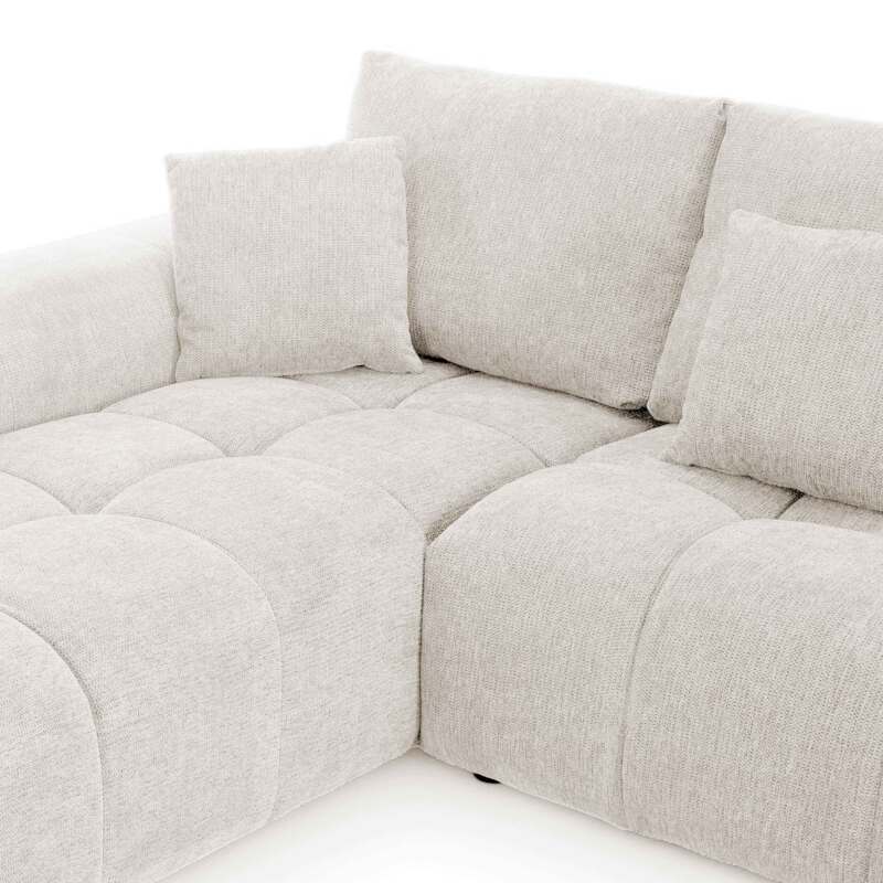 Ecksofa 3-Sitzer aus Stoff mit Chaiselongue links und Kissen (5/9)