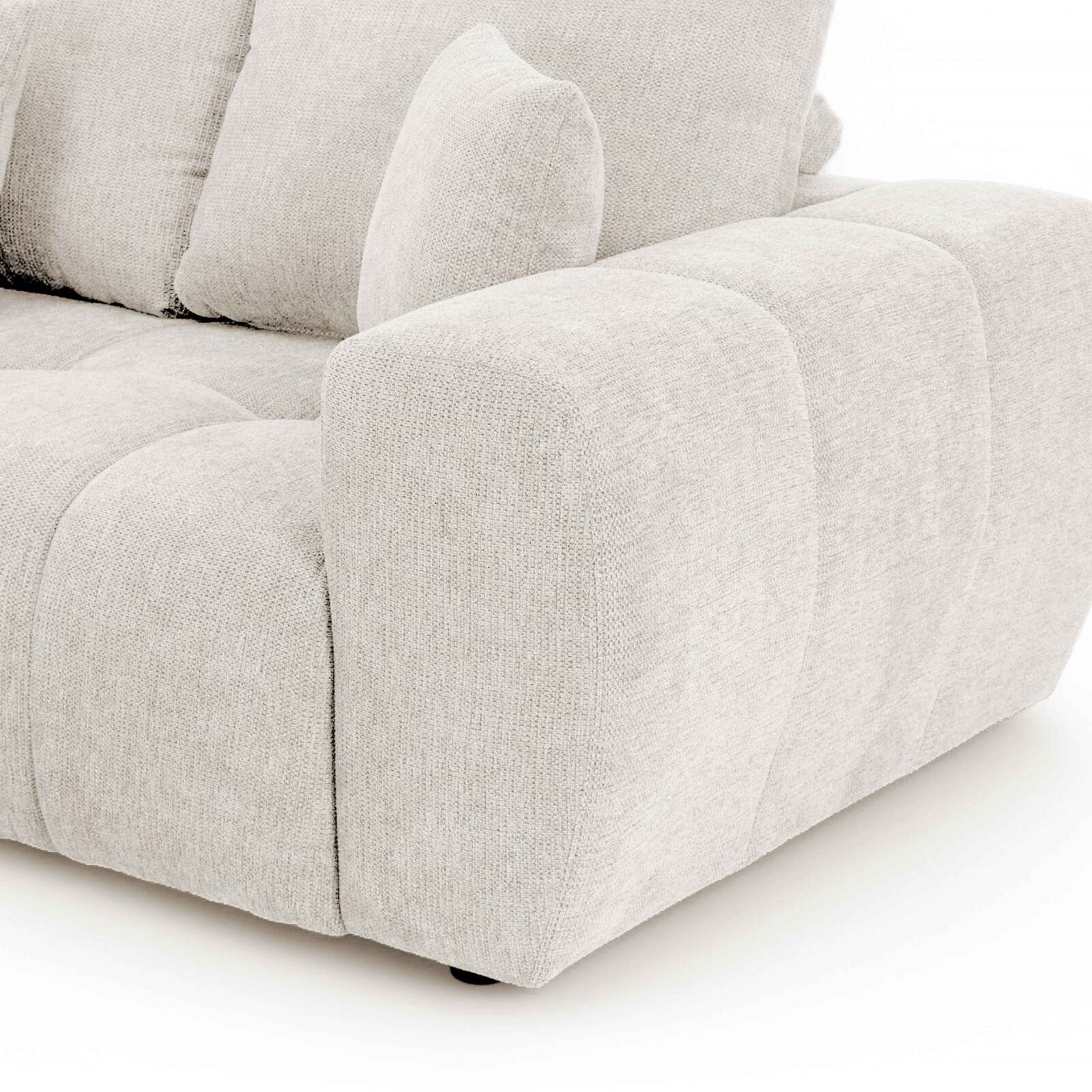 Ecksofa 3-Sitzer aus Stoff mit Chaiselongue links und Kissen