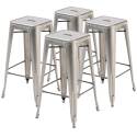 Gartenhocker-Set von 4 Hockern aus Metall 