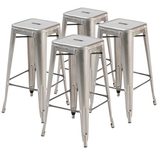 Gartenbarhocker aus mattem Metall — 4er-Set | Oviala
