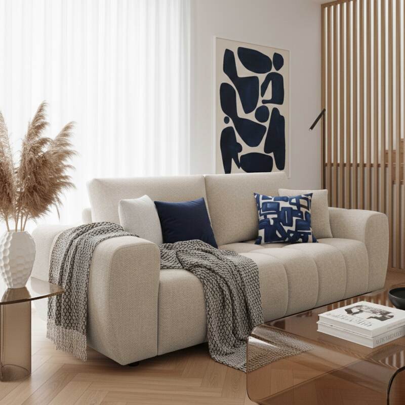 Sofa 3-Sitzer aus Stoff mit Kissen