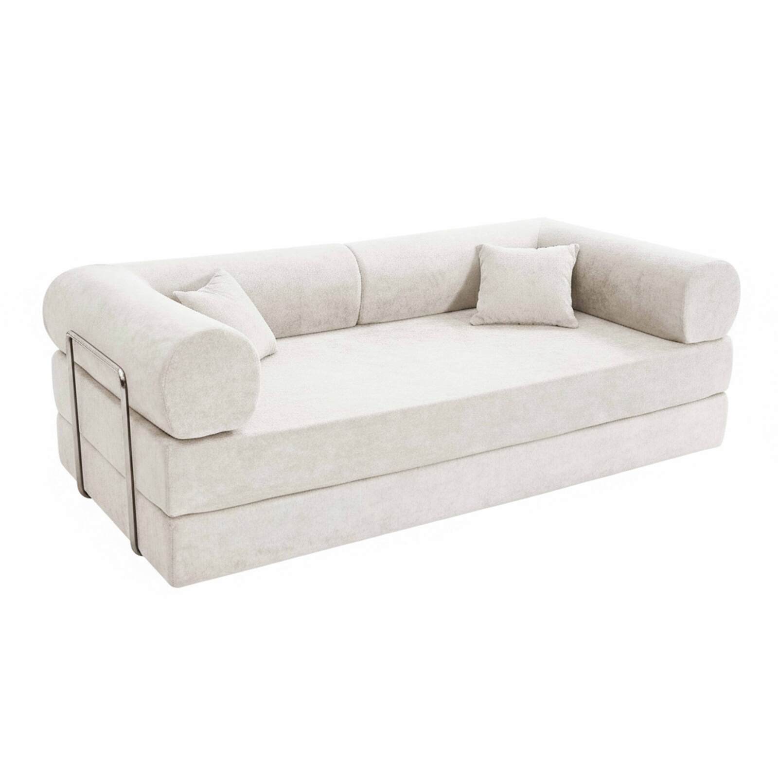 Schlafsofa 2-Sitzer-aus Stoff mit Kissen