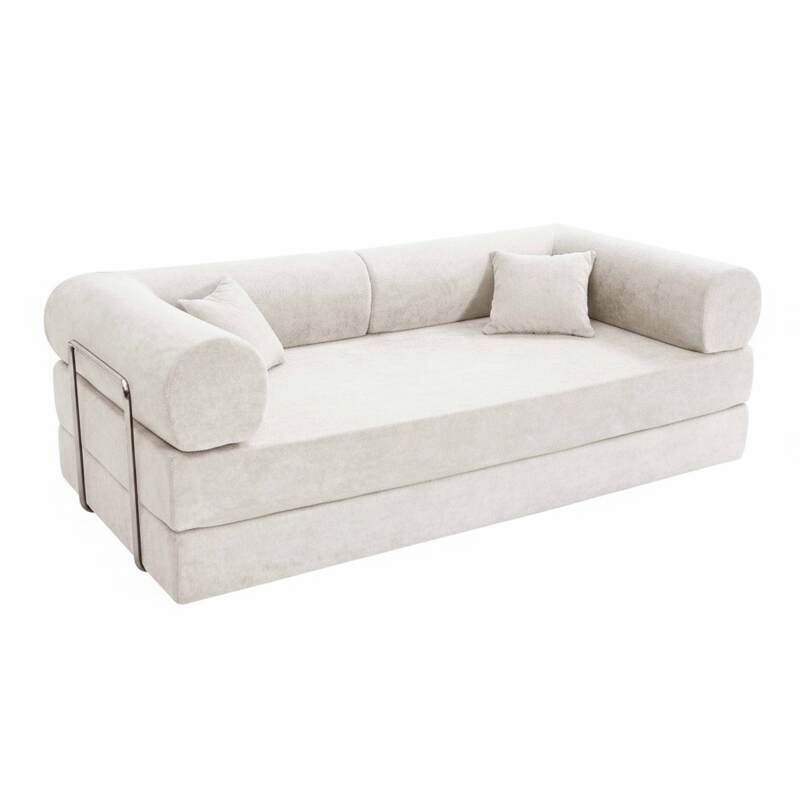 Schlafsofa 2-Sitzer-aus Stoff mit Kissen