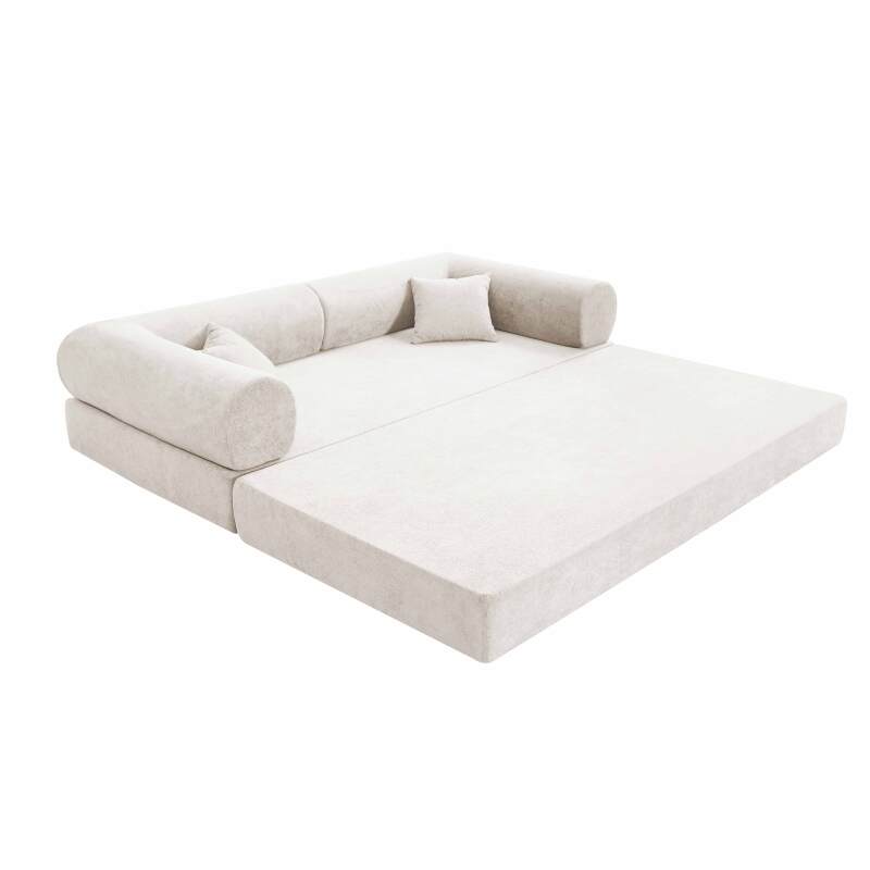 Schlafsofa 2-Sitzer-aus Stoff mit Kissen (4/8)