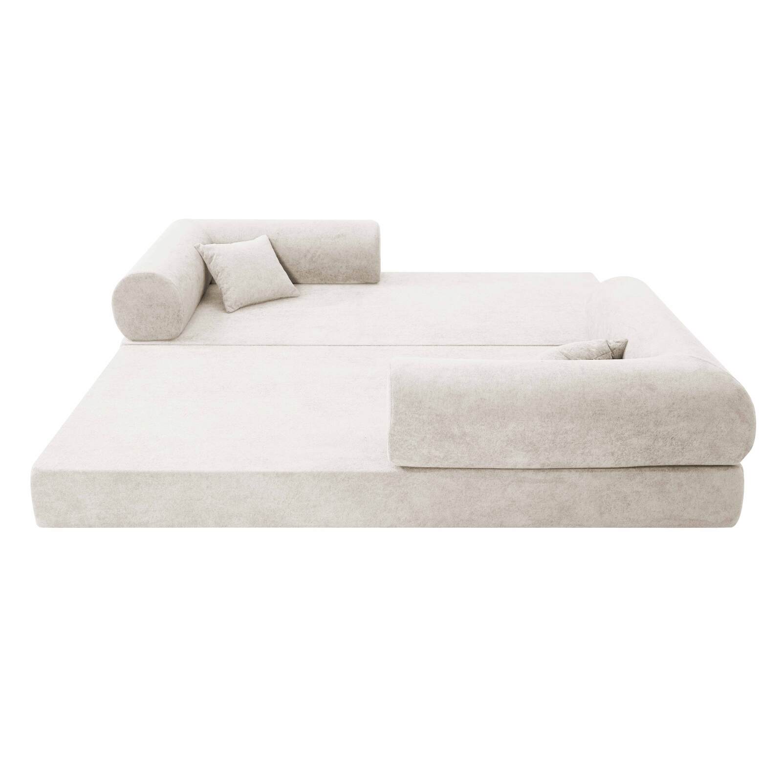 Schlafsofa 2-Sitzer-aus Stoff mit Kissen