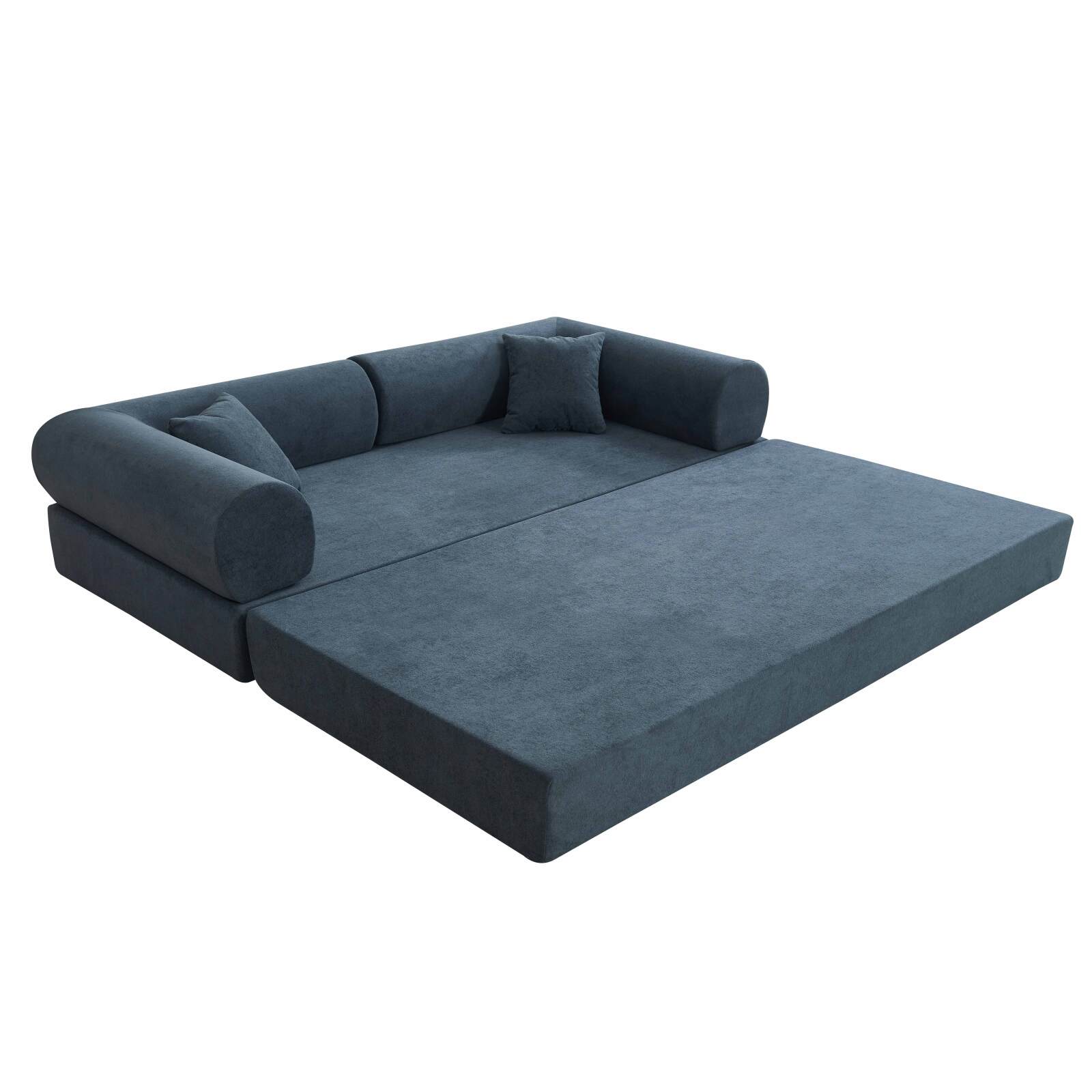 Schlafsofa 2-Sitzer-aus Stoff mit Kissen