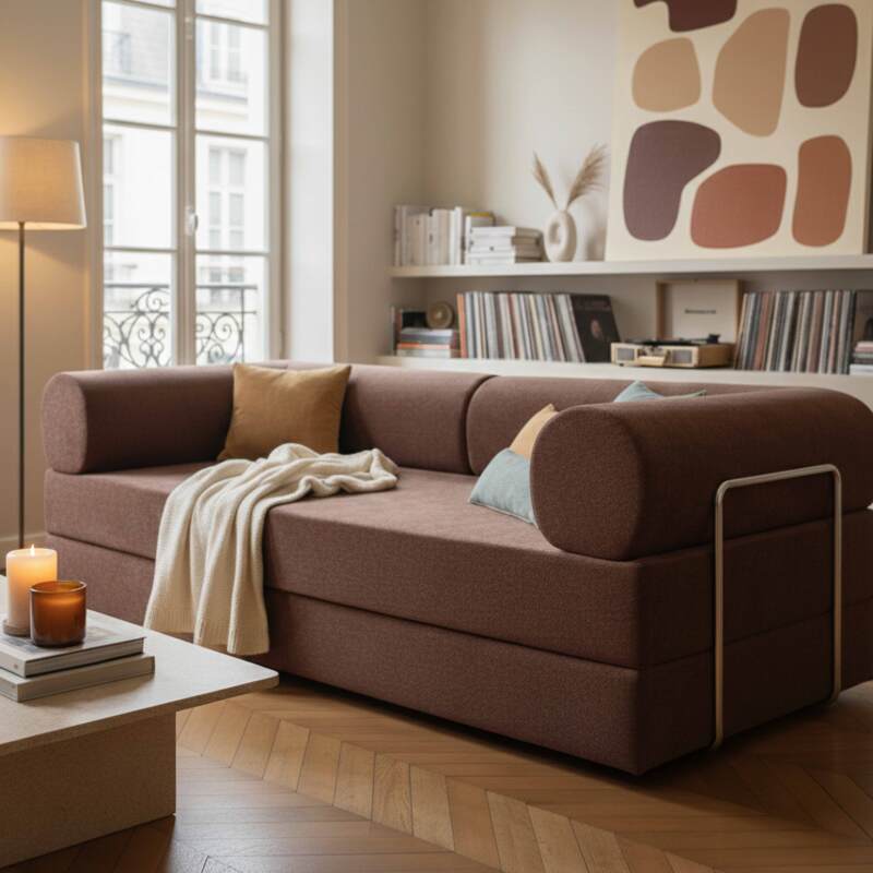 Schlafsofa 2-Sitzer-aus Stoff mit Kissen (2/8)