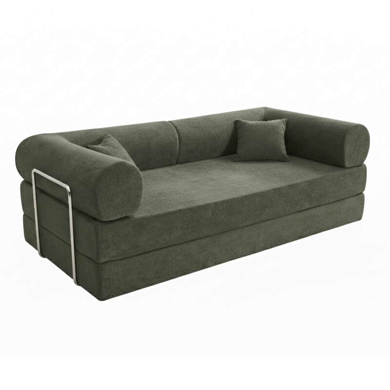 Schlafsofa 2-Sitzer-aus Stoff mit Kissen