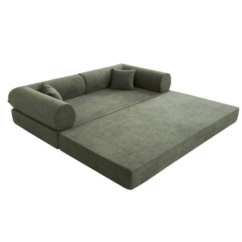 Schlafsofa 2-Sitzer-aus Stoff mit Kissen (3/8)