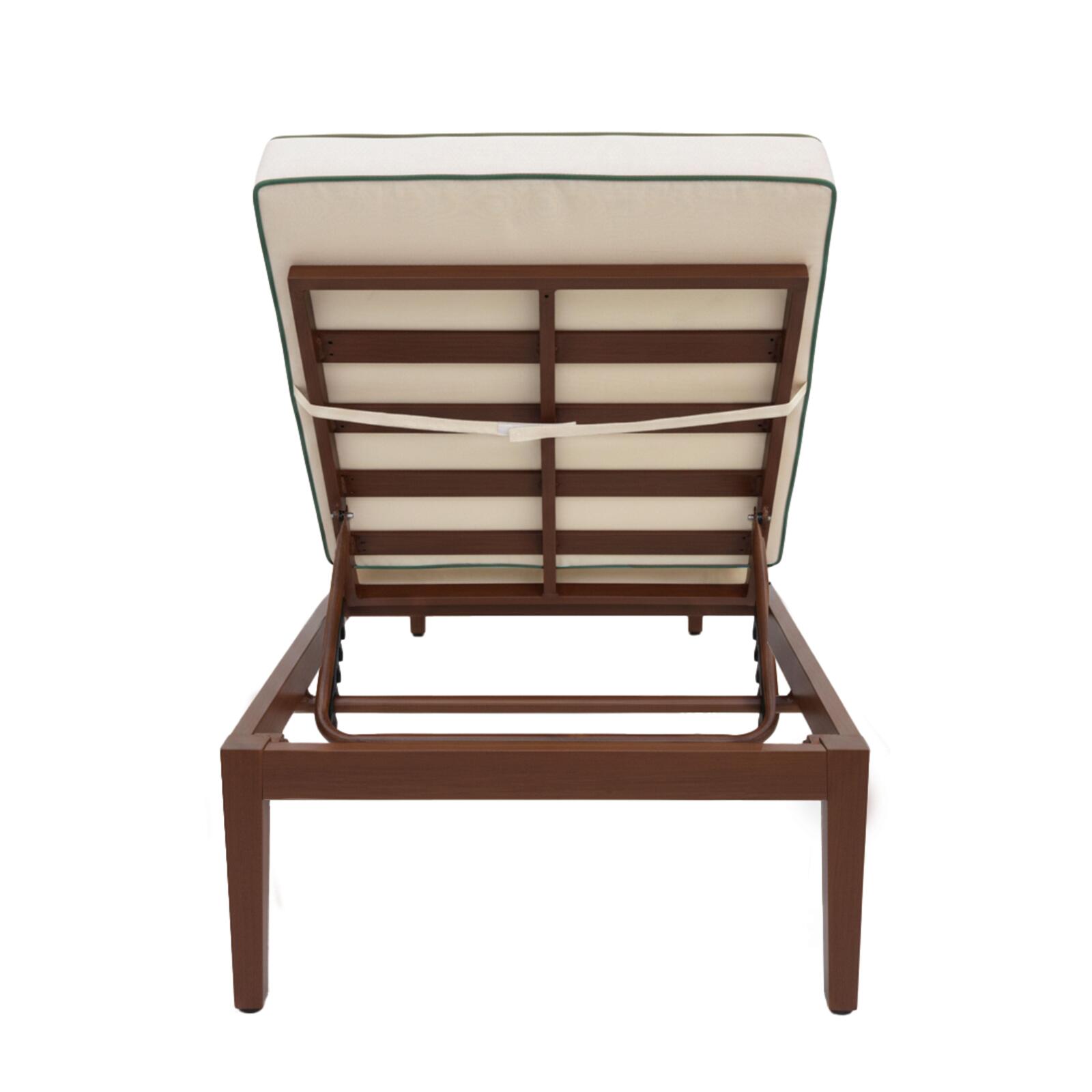 Sonnenliege aus Aluminium in Holzoptik 4-fach verstellbar und Kissen 