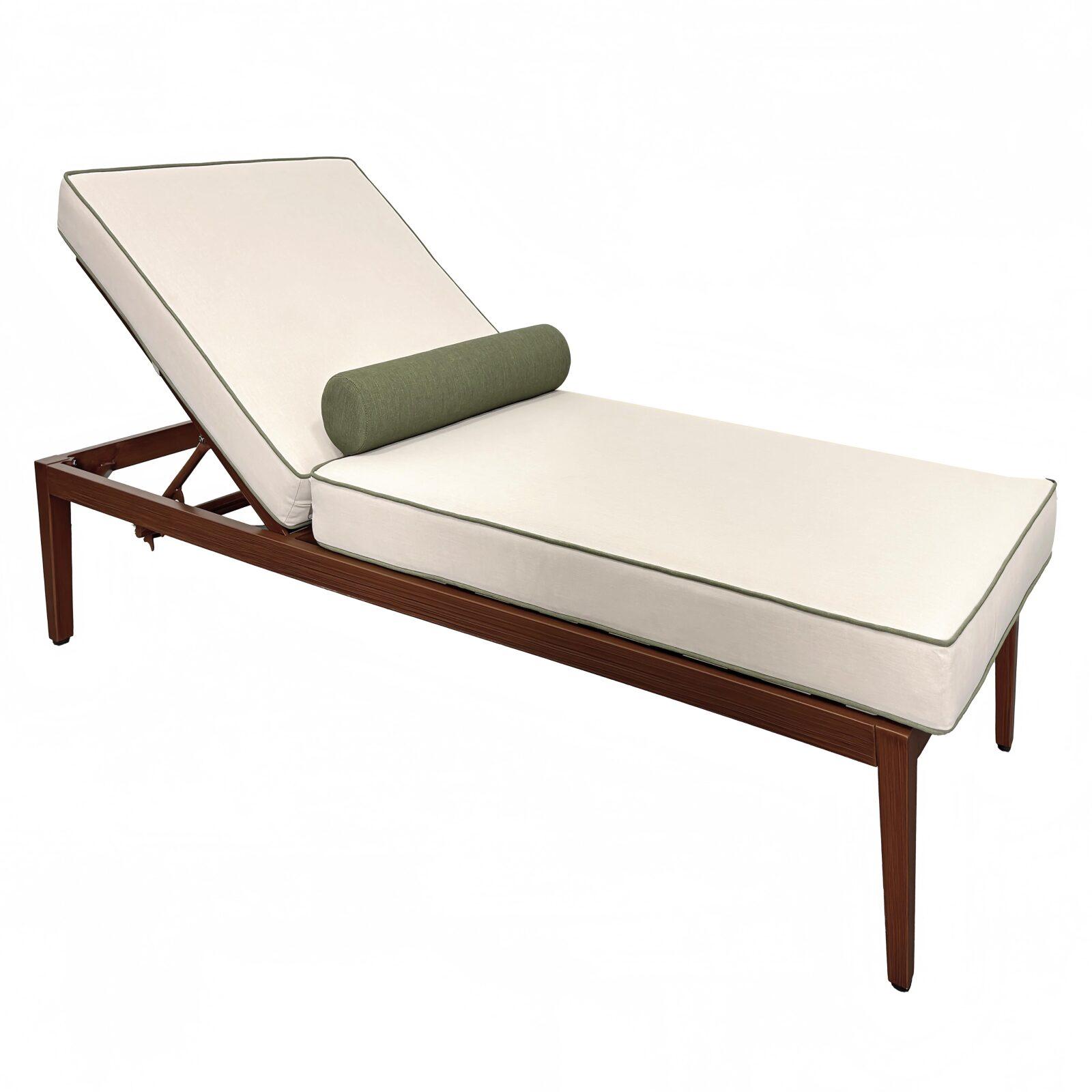 Sonnenliege aus Aluminium in Holzoptik 4-fach verstellbar und Kissen 