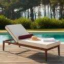 Sonnenliege aus Aluminium in Holzoptik 4-fach verstellbar und Kissen  - Lifestyle