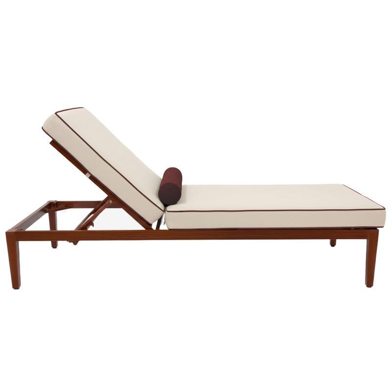 Sonnenliegen aus Aluminium in Holzoptik 4-fach verstellbar und Kissen - 2er-Set (4/7)