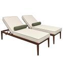 Sonnenliegen aus Aluminium in Holzoptik 4-fach verstellbar und Kissen - 2er-Set