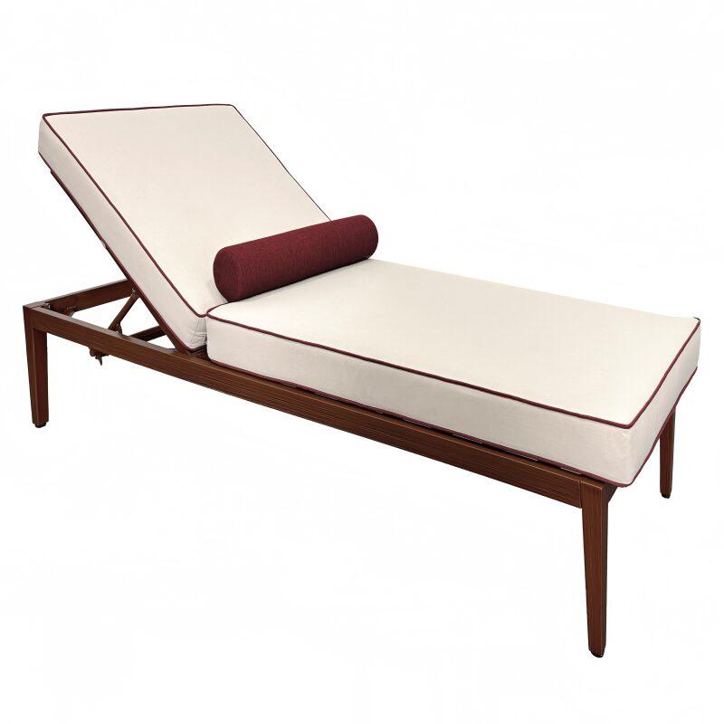 Sonnenliegen aus Aluminium in Holzoptik 4-fach verstellbar und Kissen - 2er-Set (3/7)