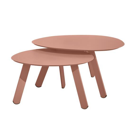 Nestbare Garten Couchtische runden aus Metall  Ø68x40 cm und Ø55x36 cm - Von 2