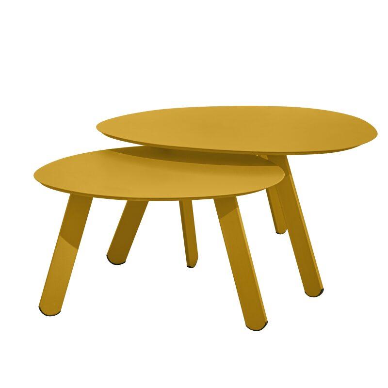 Nestbare Garten Couchtische runden aus Metall  Ø68x40 cm und Ø55x36 cm - Von 2
