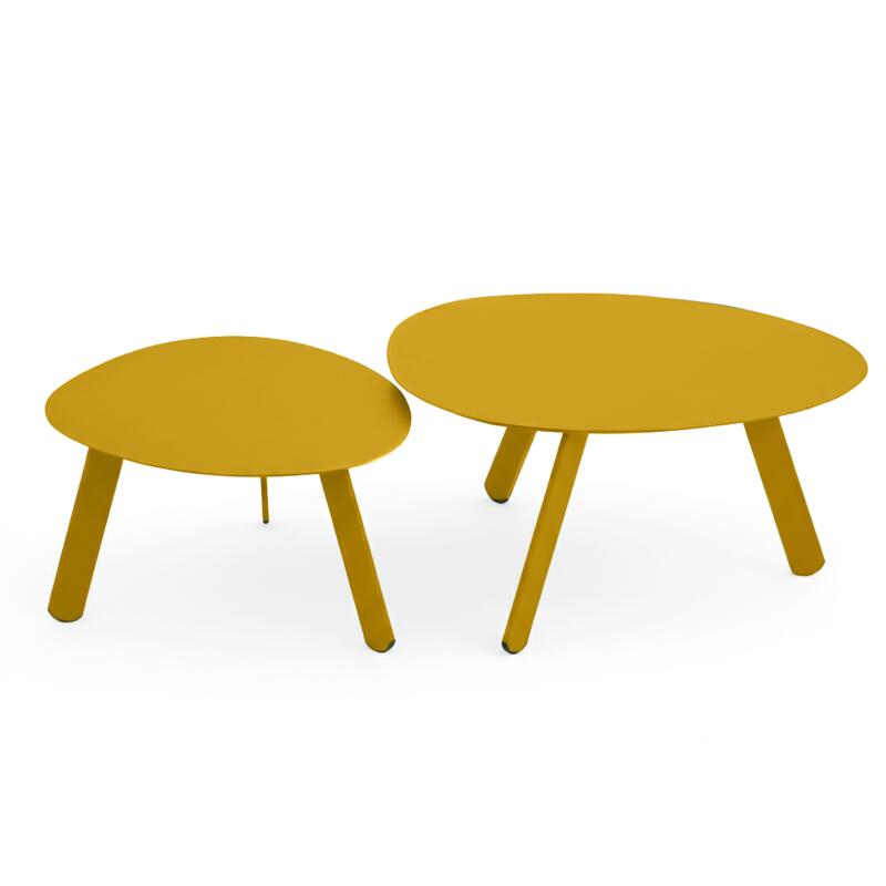 Nestbare Garten Couchtische runden aus Metall  Ø68x40 cm und Ø55x36 cm - Von 2 (3/7)