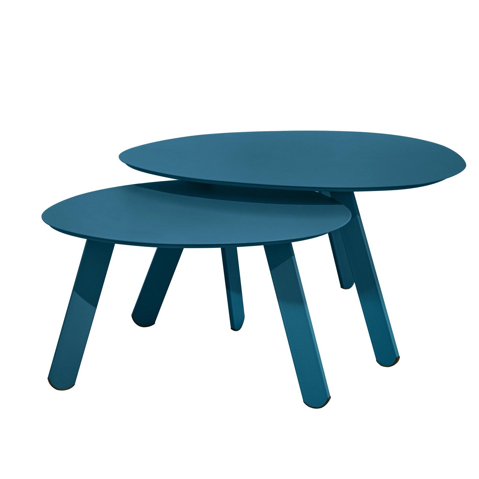 Nestbare Garten Couchtische runden aus Metall  Ø68x40 cm und Ø55x36 cm - Von 2