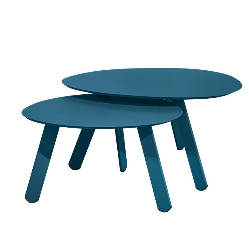 Nestbare Garten Couchtische runden aus Metall  Ø68x40 cm und Ø55x36 cm - Von 2