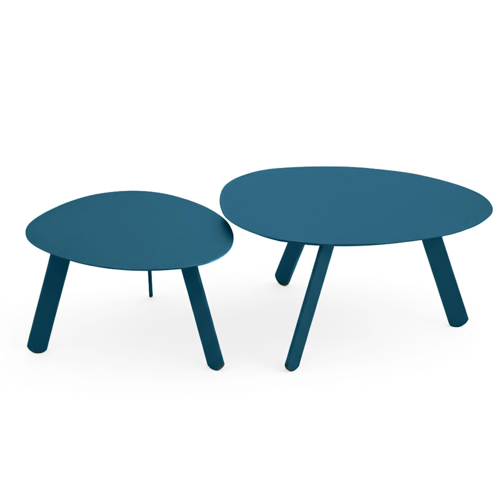 Nestbare Garten Couchtische runden aus Metall  Ø68x40 cm und Ø55x36 cm - Von 2