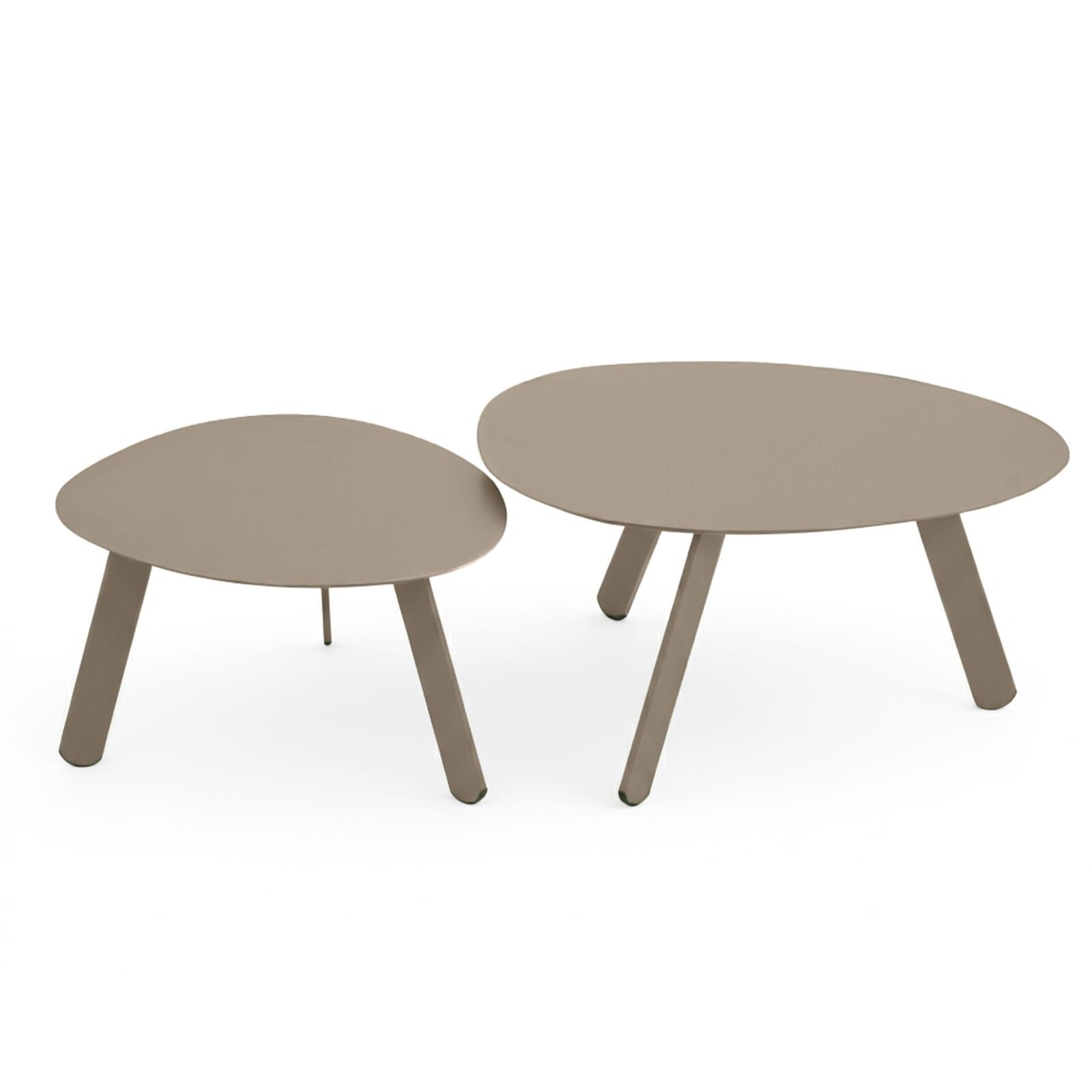 Nestbare Garten Couchtische runden aus Metall  Ø68x40 cm und Ø55x36 cm - Von 2