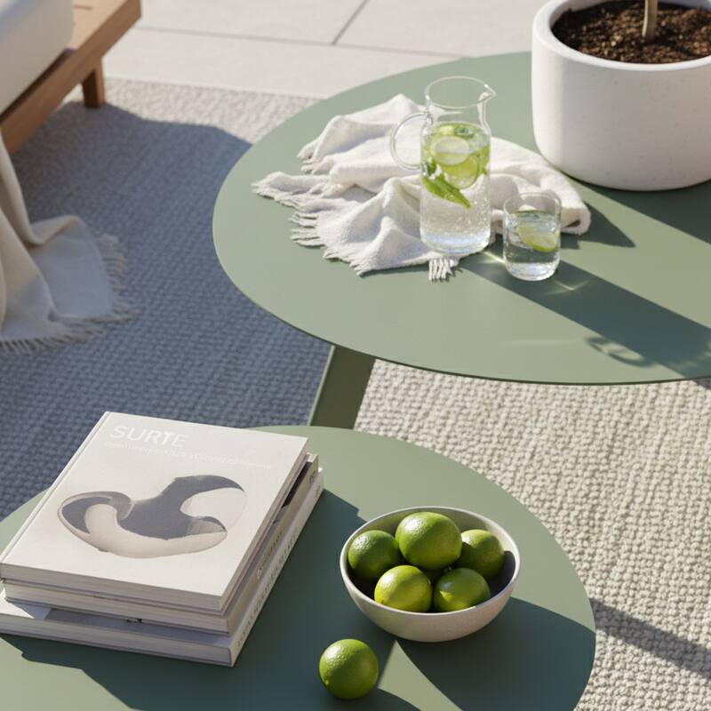 Nestbare Garten Couchtische runden aus Metall  Ø68x40 cm und Ø55x36 cm - Von 2 (2/7)