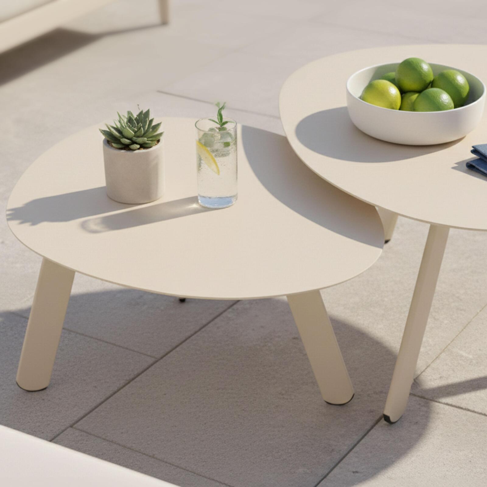 Nestbare Garten Couchtische runden aus Metall  Ø68x40 cm und Ø55x36 cm - Von 2