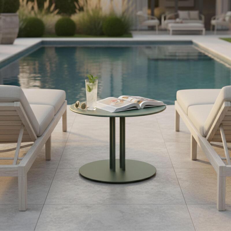 Garten Couchtisch Runde aus Metall, Ø50x38 cm - Lifestyle