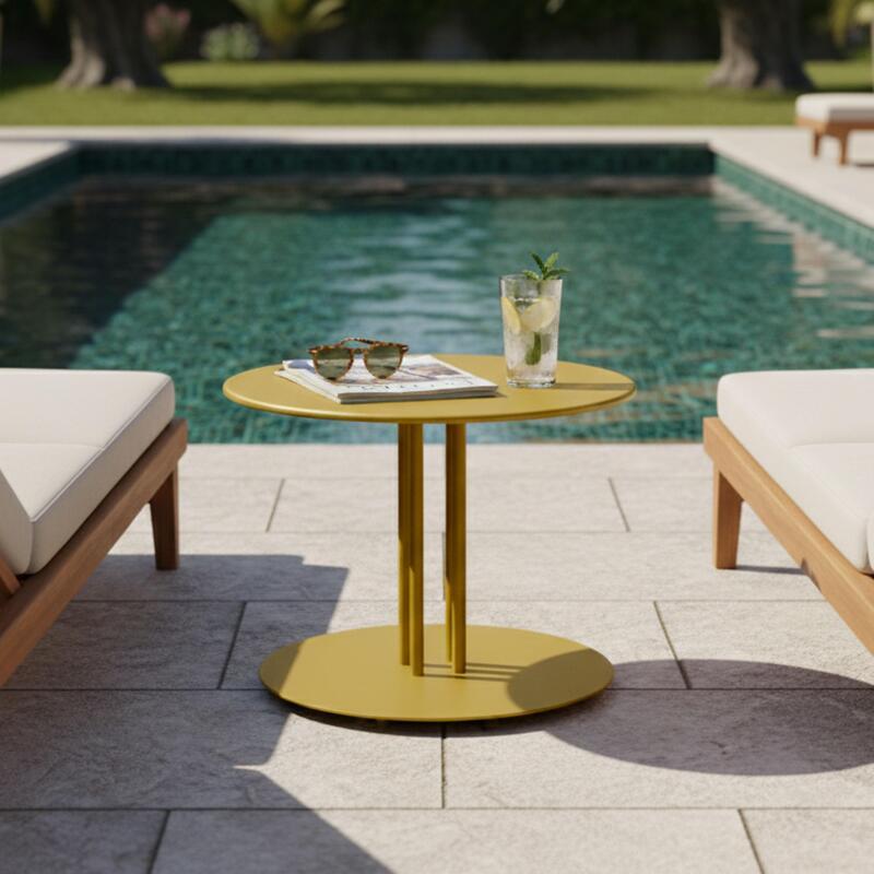 Garten Couchtisch Runde aus Metall, Ø50x38 cm - Lifestyle