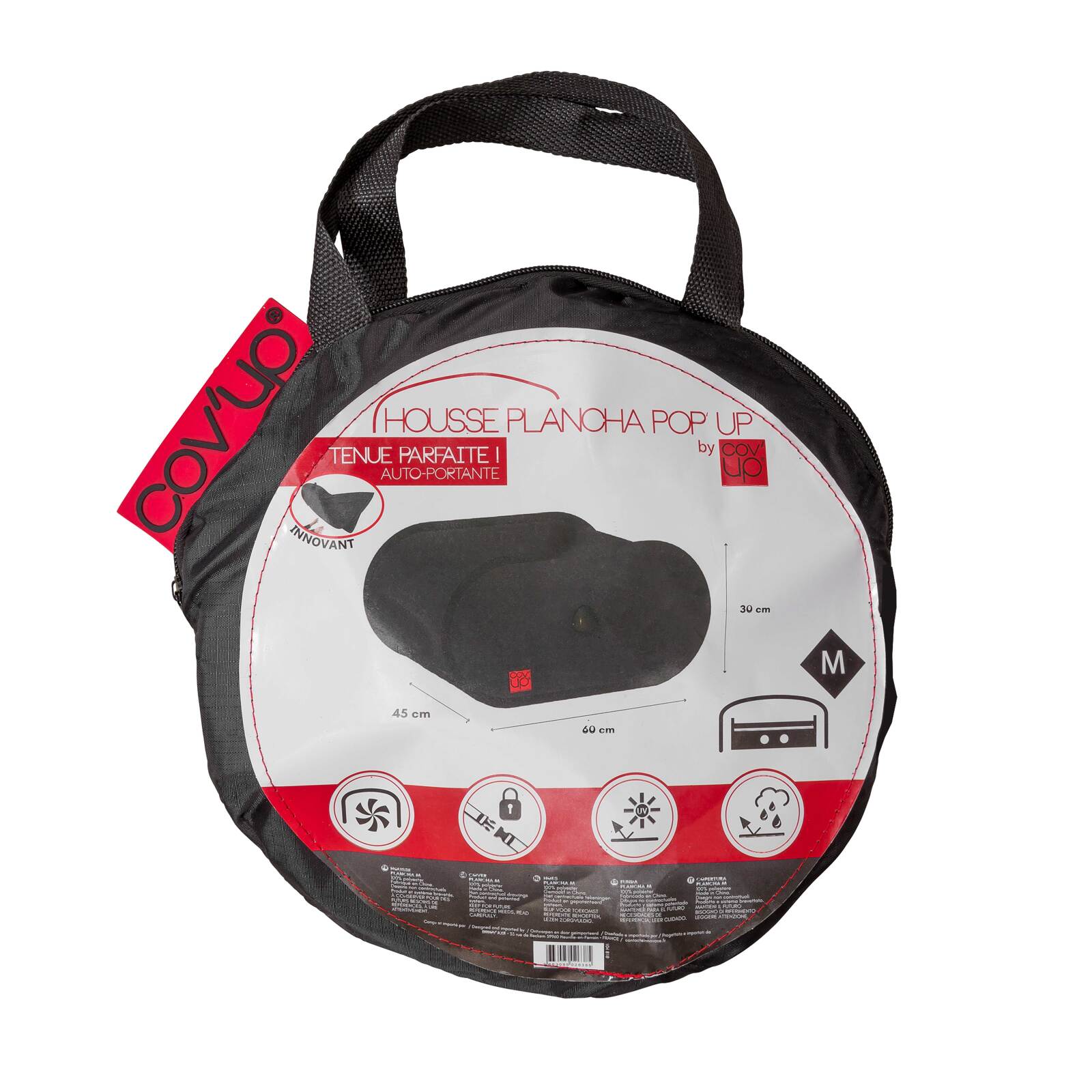 Plancha Abdeckung 60 x 45 x 30 cm Schwarz